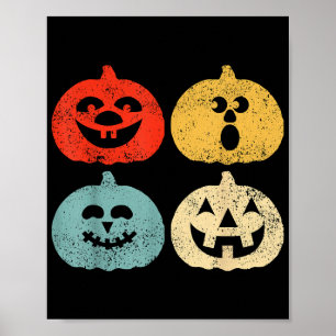 Poster Cadeau Rétro Drôle de Citrouille d'Halloween Vinta