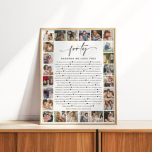 Poster Cadeau souvenir collage photo 40 raisons pour lesq