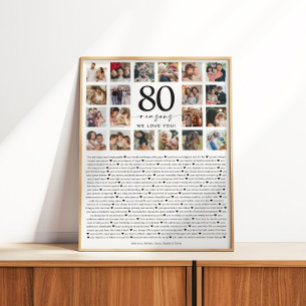 Poster Cadeau souvenir collage photo 80 raisons pour lesq