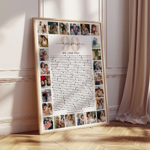 Poster Cadeau souvenir collage photo 90 raisons pour lesq