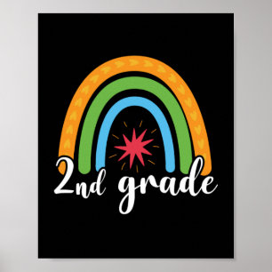 Poster Cadeaux 2e enseignant Arc-en-ciel de 2e année