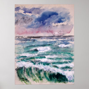 Poster Cadeaux d'art de plage d'accident de vague