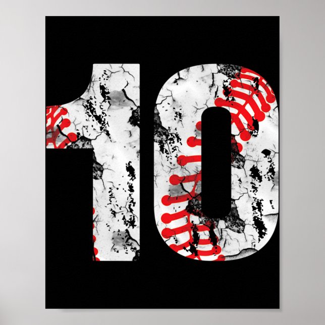Poster Cadeaux de 10 ans Numéro 10 Baseball 10e anniversa (Devant)