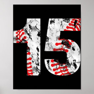 Poster Cadeaux de 15 ans Numéro 15 Baseball 15e Anniversa