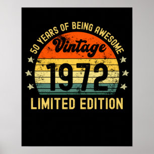Poster Cadeaux de 50e anniversaire vintage 1972 édition l
