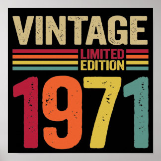 Poster Cadeaux de 51 ans Vintage 1971 51e cadeau d'annive