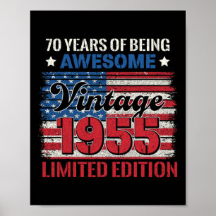 Poster Cadeaux de 70 ans 70e anniversaire Drapeau américa