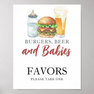 Poster Cadeaux de Baby shower Burger et Bouteille