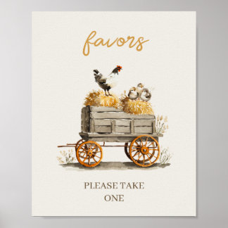 Poster Cadeaux de Baby Shower Chariot de Ferme
