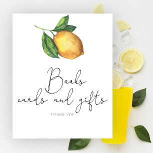 Poster Cadeaux de baby shower Citron livres et cartes