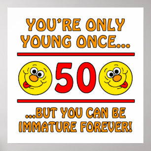 Poster Cadeaux de bagage immatures de 50e anniversaire
