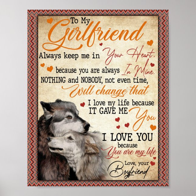 Poster Cadeaux de copine | Lettre à ma petite amie (Devant)