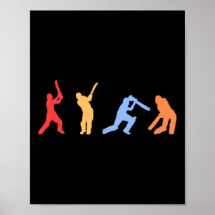 Poster Cadeaux de cricket - Joueur de cricket aux couleur