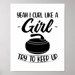 Poster Cadeaux de curling pour filles   Coach de l'équipe