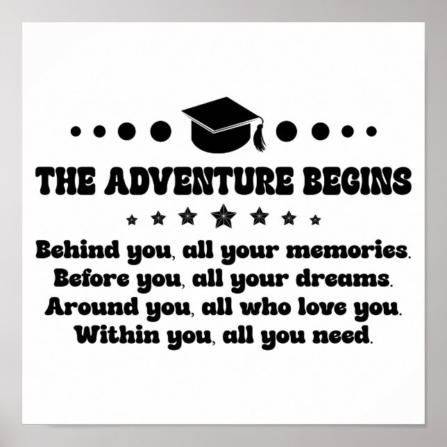 Poster Cadeaux de diplôme pour elle L'aventure commence (Devant)