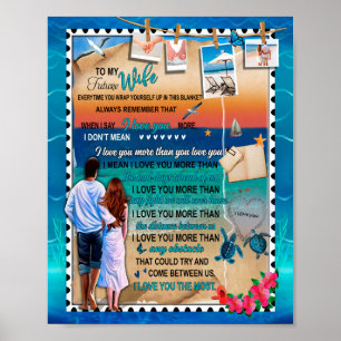 Poster Cadeaux de femme Lettre à ma femme Amour du mari