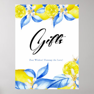 Poster Cadeaux de Fête de Fiançailles Floraux au Citron I
