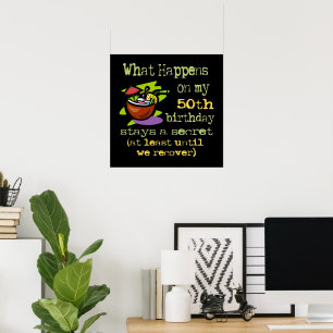 Poster Cadeaux de fête du 50e anniversaire. Que se passe-