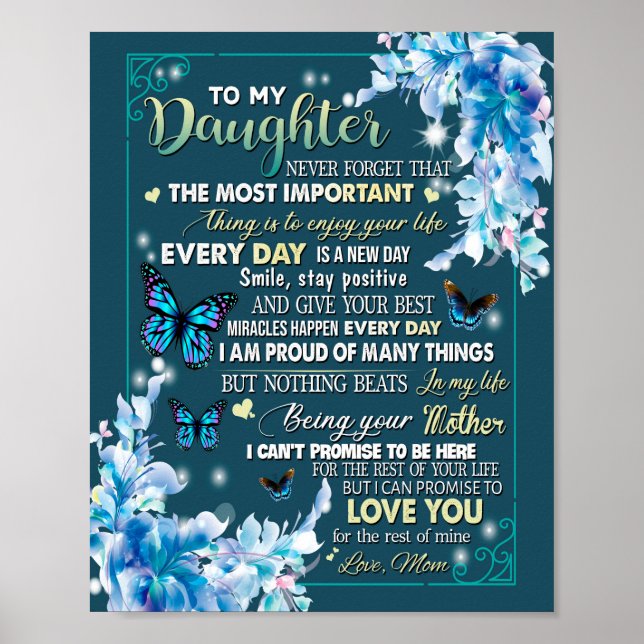 Poster Cadeaux de fille | Lettre À Ma Fille De Papa (Devant)