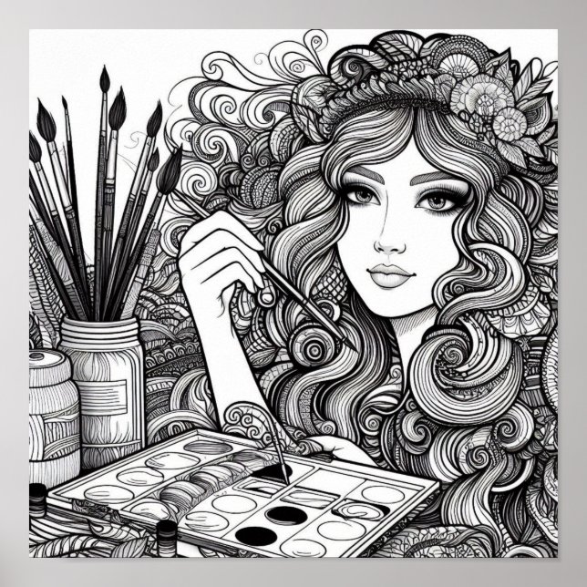 Poster Cadeaux de livres de coloriage - Artiste peintre c (Devant)