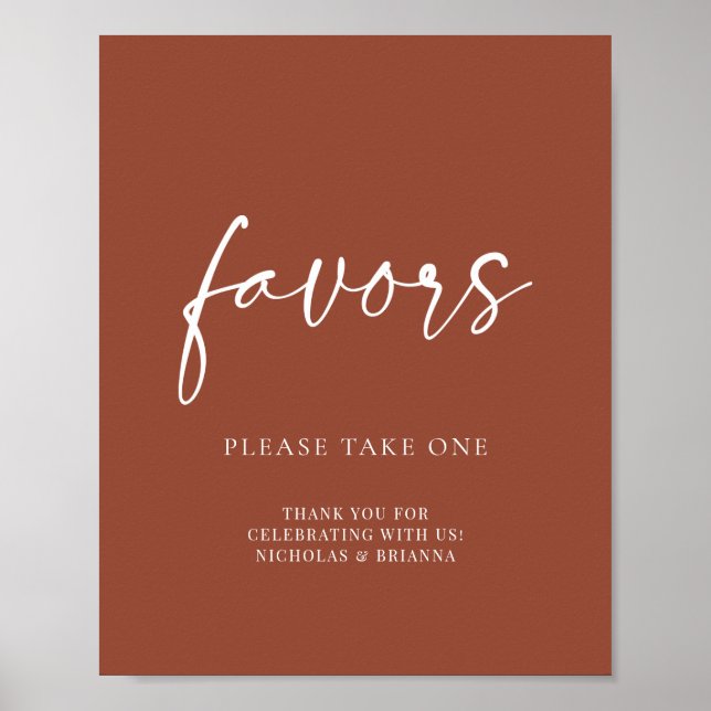 Poster Cadeaux de mariage orange brûlé en terre cuite Boh (Devant)