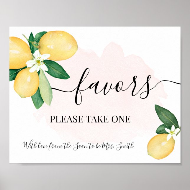 Poster Cadeaux de mariage Rose Citron Une prise S'il vous (Devant)