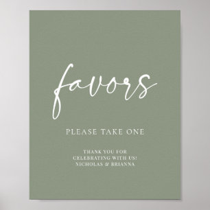 Poster Cadeaux de mariage vert sauge minimaliste moderne