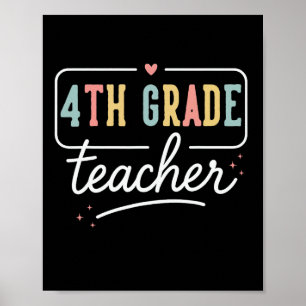 Poster Cadeaux de professeur de cœur de quatrième année 4
