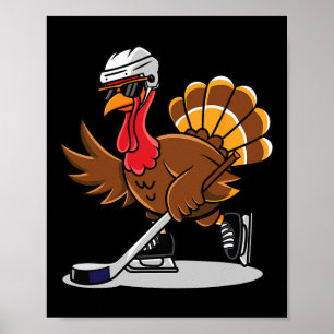 Poster Cadeaux de Thanksgiving de hockey sur glace Dinde