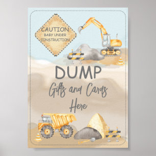 Poster Cadeaux de vidage de Baby showers de construction