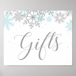 Poster Cadeaux d'hiver Onederland Blue Silver Snowflake