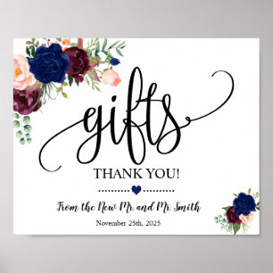 Poster Cadeaux enseigne douche réception mariage marine b