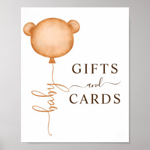 Poster Cadeaux et carte Signal Ours Baby shower