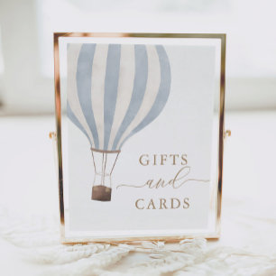 Poster Cadeaux et cartes Bleu Hot Air Baby shower