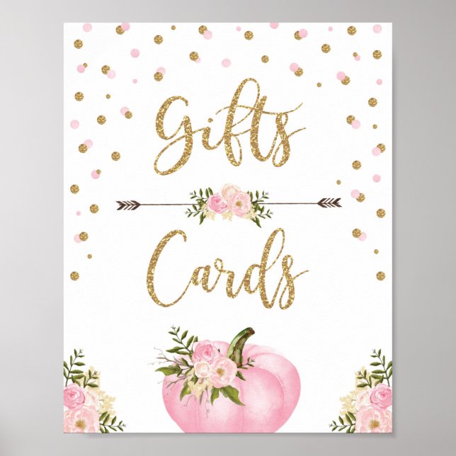 Poster Cadeaux et cartes Fille Citrouille Baby shower d'a (Devant)