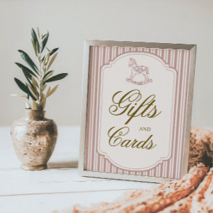 Poster Cadeaux et Cartes Rose Élégant Vintage Baby Shower