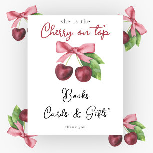 Poster Cadeaux et livres de baby shower Cerises Cartes