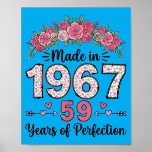 Poster Cadeaux Floraux Faits En 1967 Pour Femmes 59 Ans