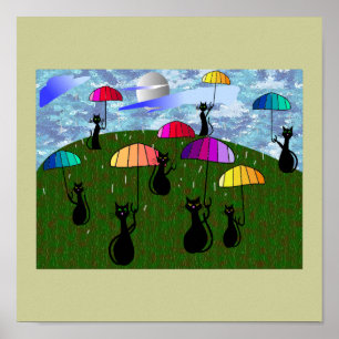 Poster Cadeaux noirs d'art d'amoureux de les chats
