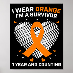 Poster Cadeaux orange pour survivants du cancer de la leu