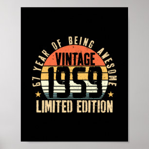 Poster Cadeaux pour hommes 67 ans vintage 1959 67e annive