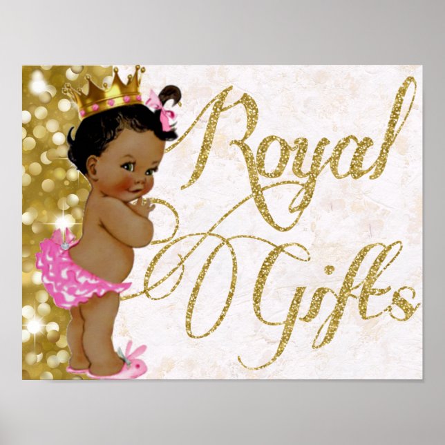 Poster Cadeaux royaux princesse africaine|Baby shower|Ann (Devant)