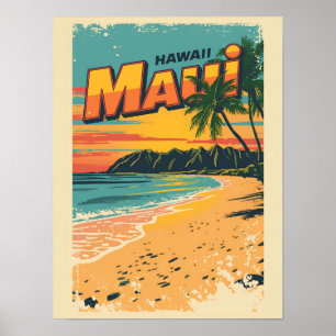 Poster Cadeaux souvenirs vintage de plage tropicale de Ma