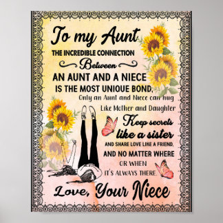 Poster Cadeaux Tantes | Lettre À Ma Tante Amour De La Niè