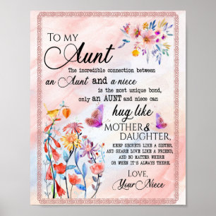 Poster Cadeaux Tantes Lettre à ma tante Amour de la nièc