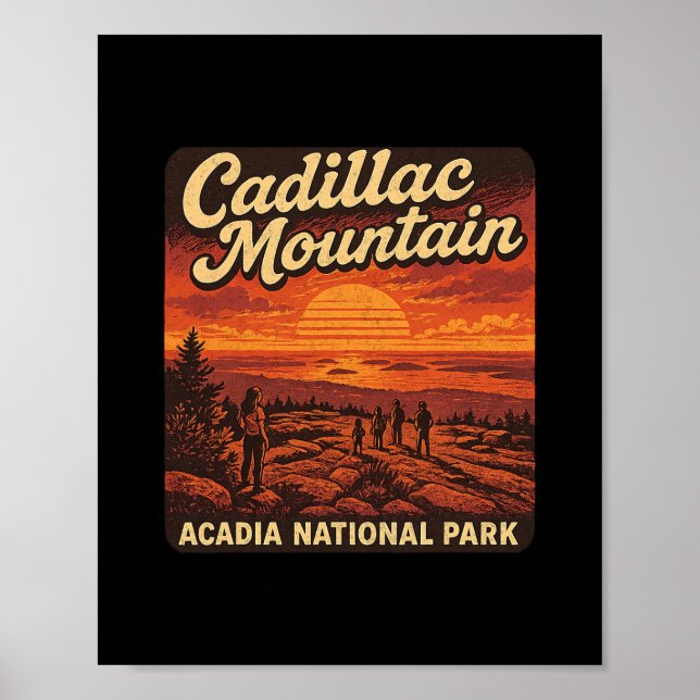 Poster Cadillac Mountain Sunrise Maine Acadia National Pa (Devant)