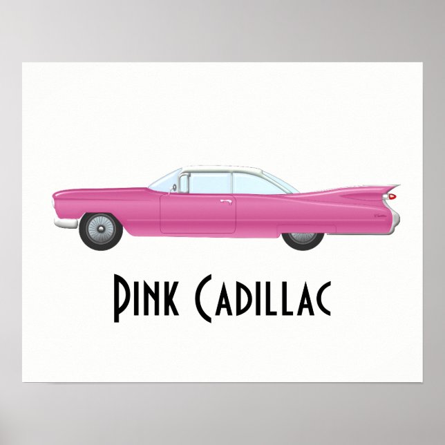 Poster Cadillac rose vintage (Devant)