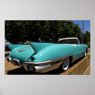 Poster Cadillac vert d'Elvis Presley convertible en