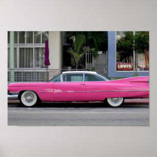 Poster Cadillac Vintage rose, Floride