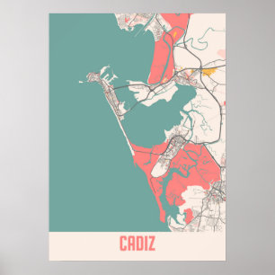 Poster Cadix - Espagne Chalk City Map